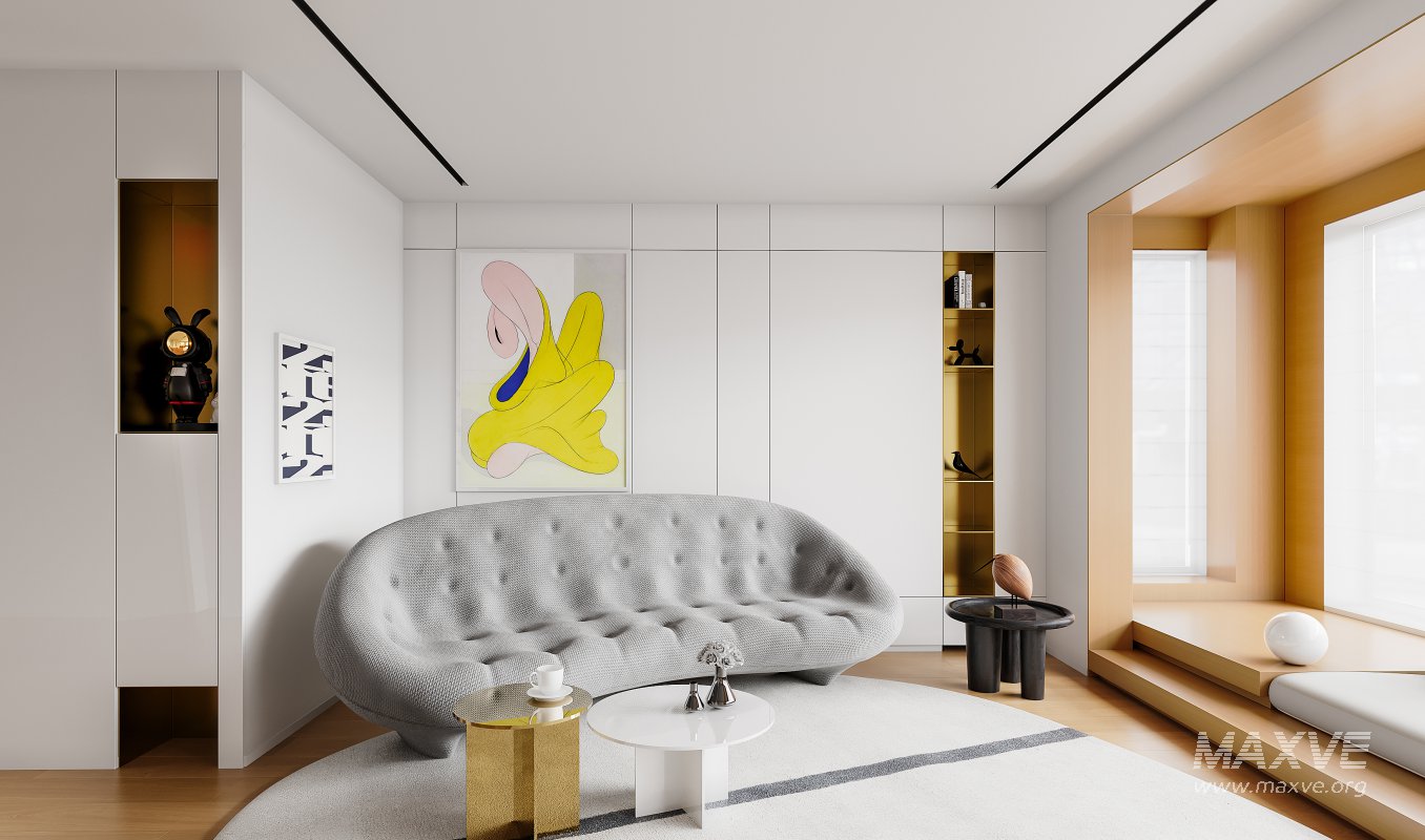 Modern living room and dining room interior scene - Image 3