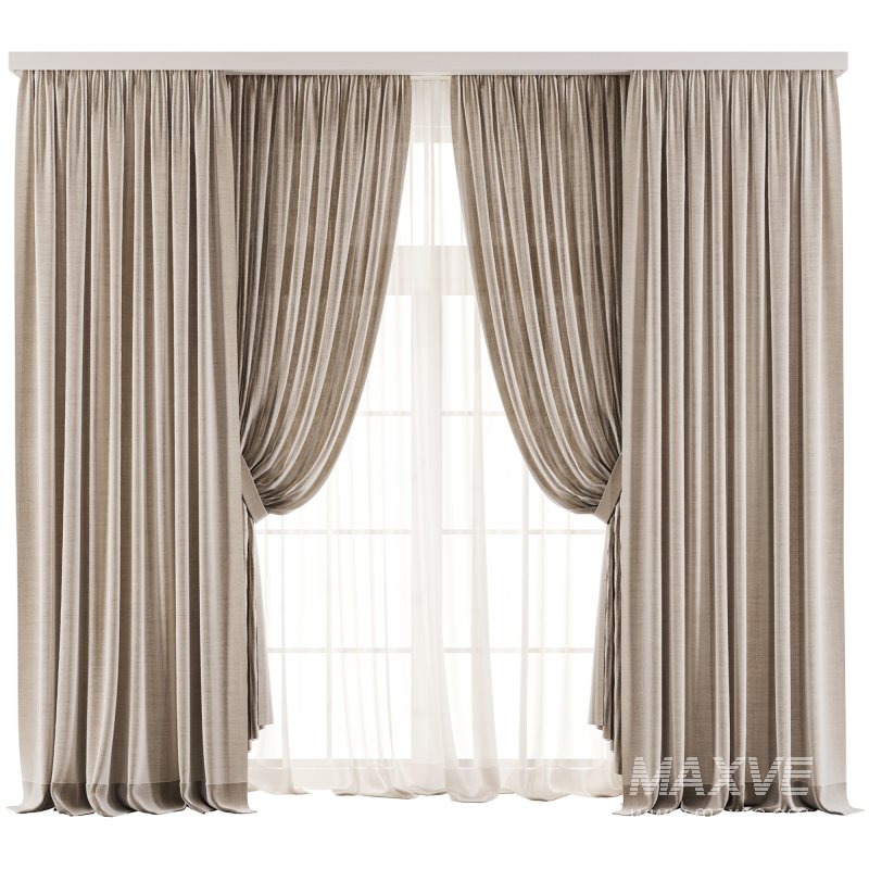 Cream Linen Double Layer Curtains 86 - Image 1