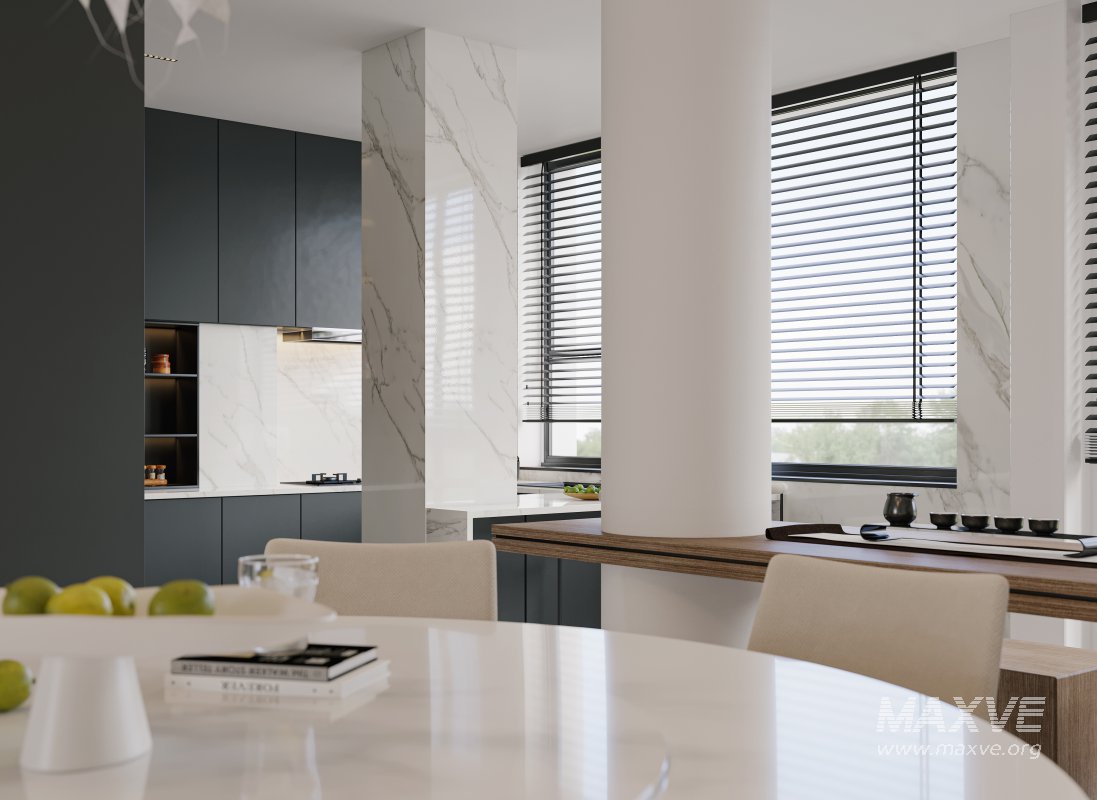 Modern living room and dining room interior scene - Image 2