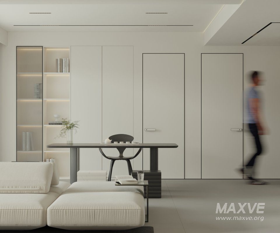 Modern living room and dining room bedroom interior scene - Image 2