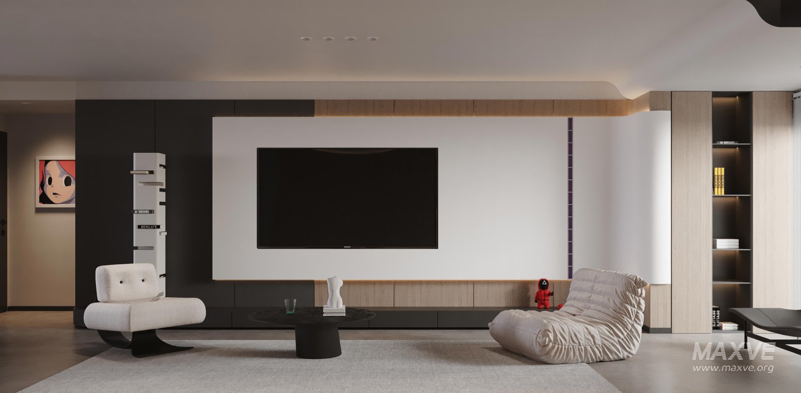 Modern living room and dining room interior scene - Image 3