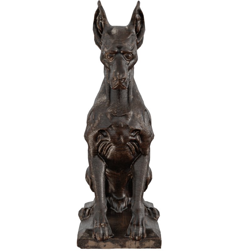 wooden dog Statue 01 - Image 1