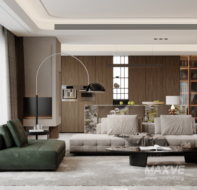 Modern living room and dining room interior scene - Image 10
