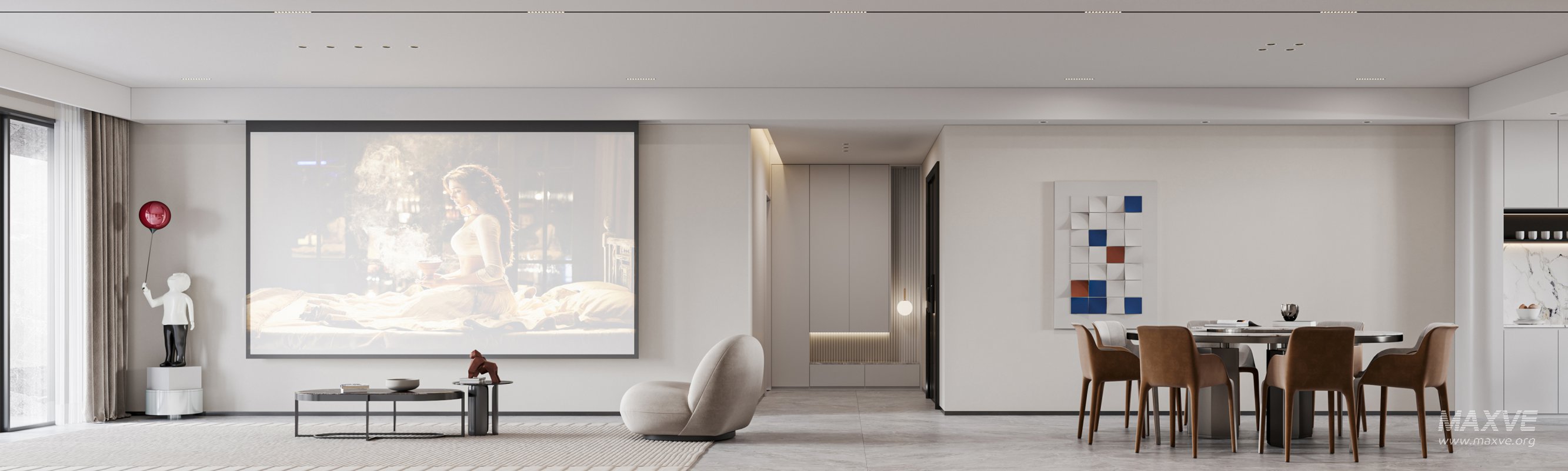 Modern living room and dining room interior scene - Image 4