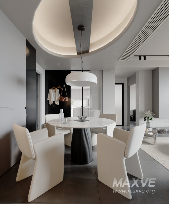 Modern living room and dining room interior scene - Image 2