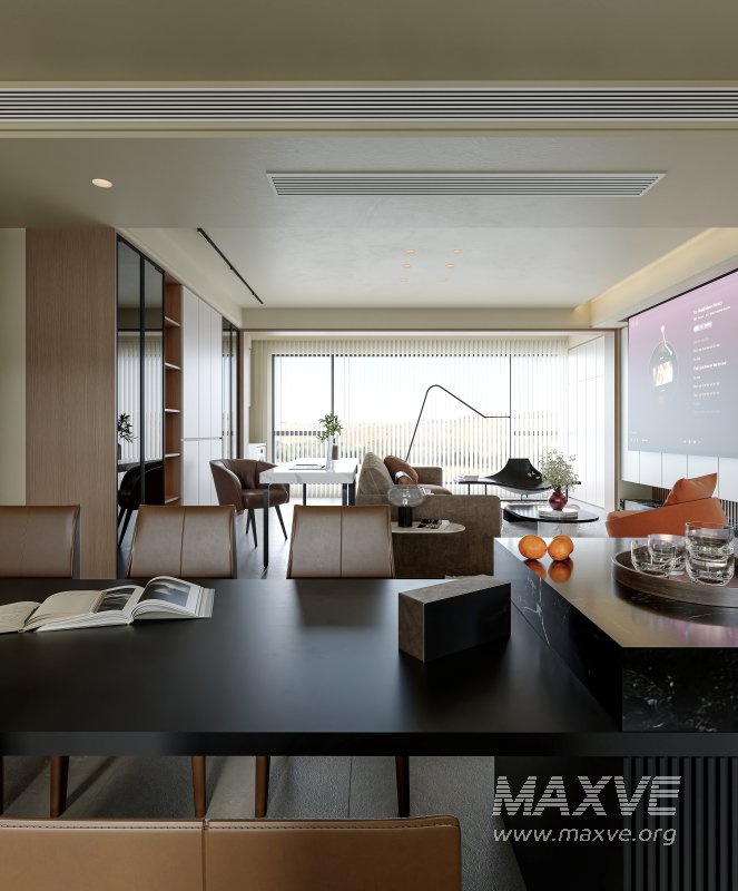 Modern living room and dining room interior scene - Image 6