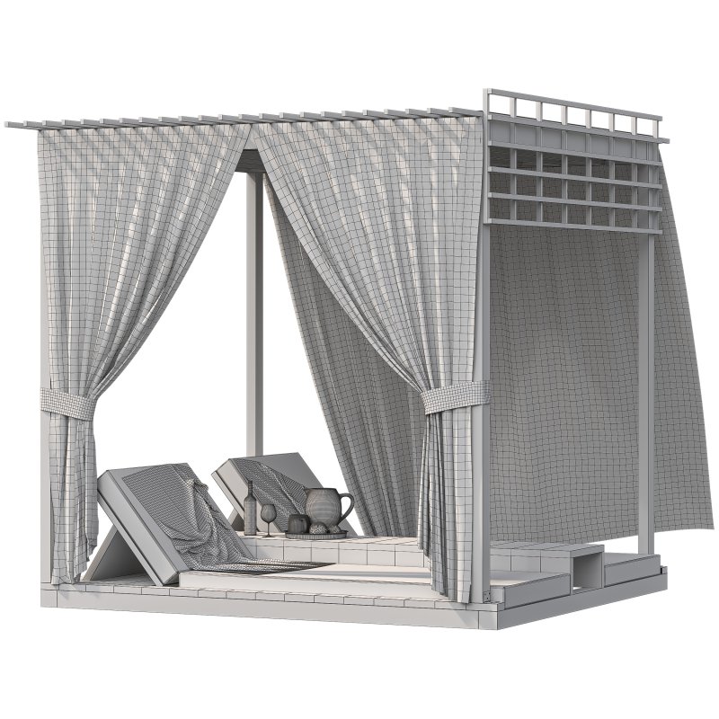 Relaxing Canopy – Modern Outdoor Lounge 3D Scene - Image 1