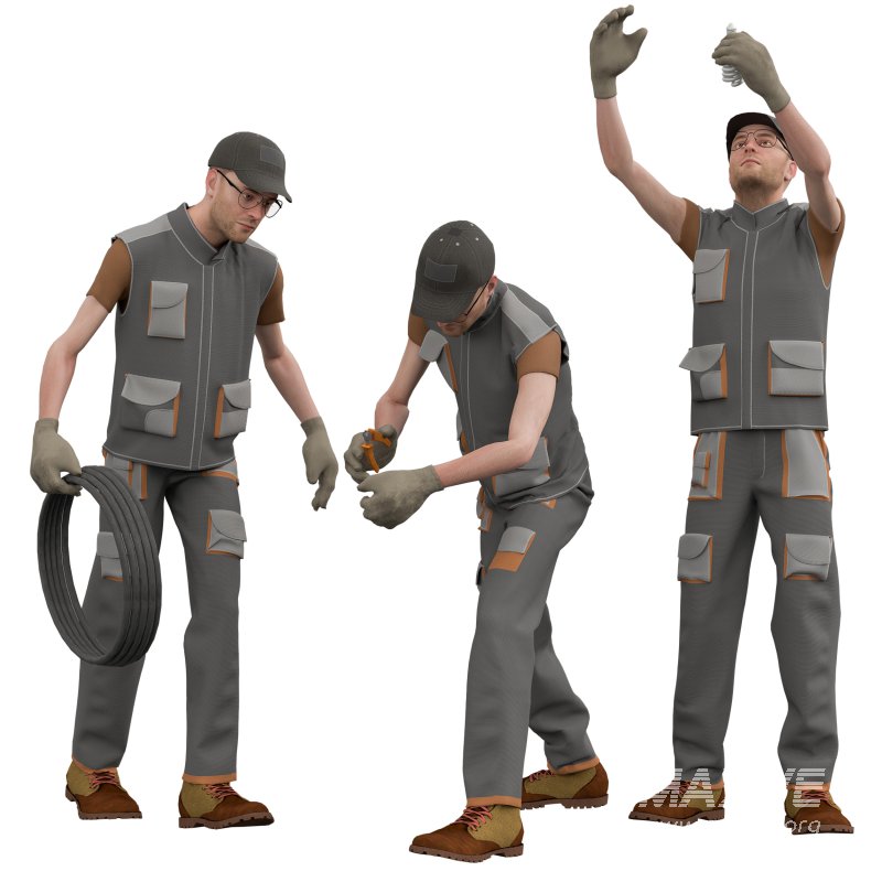 Electrician in 3 poses - Image 2
