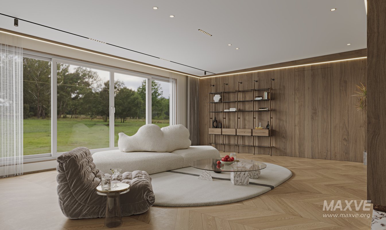 Modern living room and dining room kitchen bedroom interior scene - Image 9