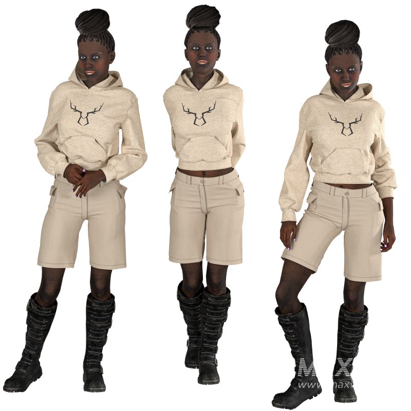 Casual African woman 03 Poses - Image 2