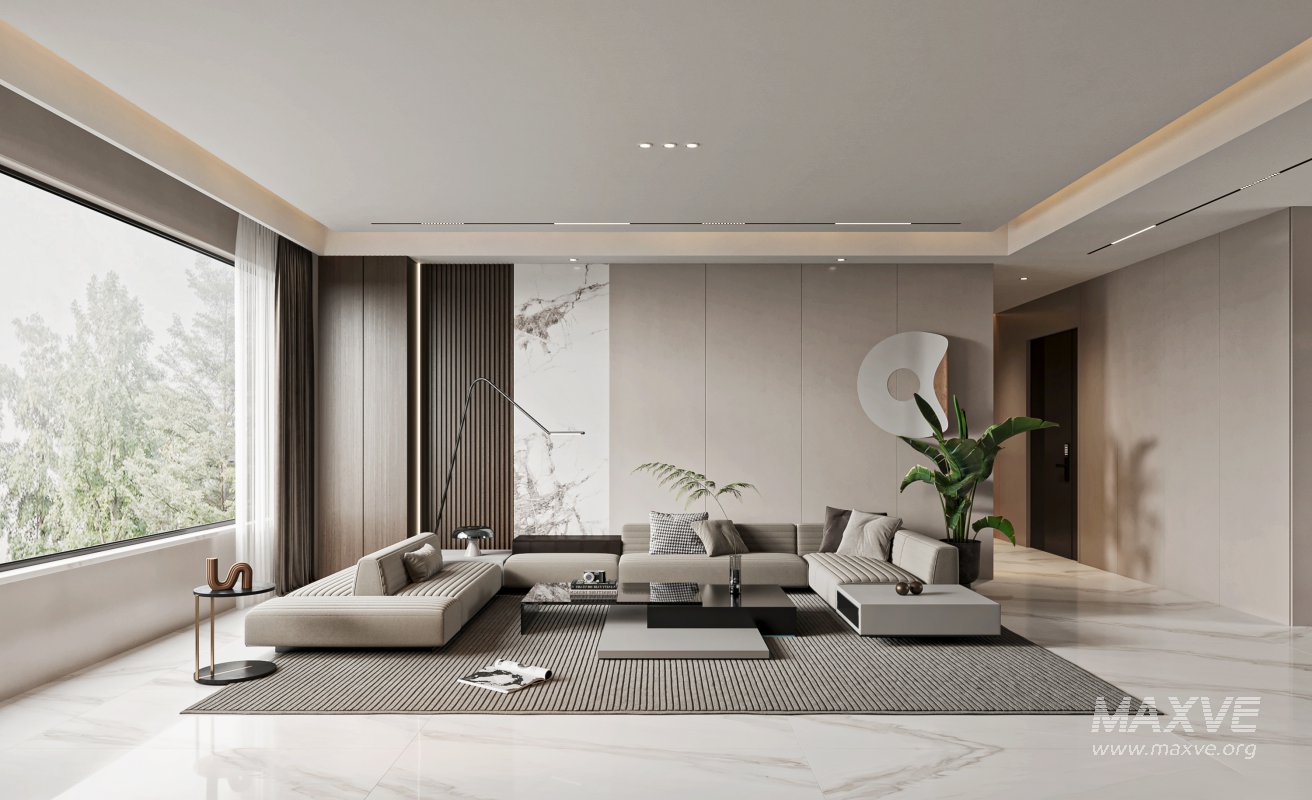 Modern living room and dining room interior scene - Image 7