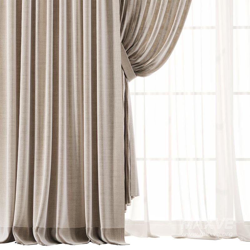 Cream Linen Double Layer Curtains 86 - Image 2