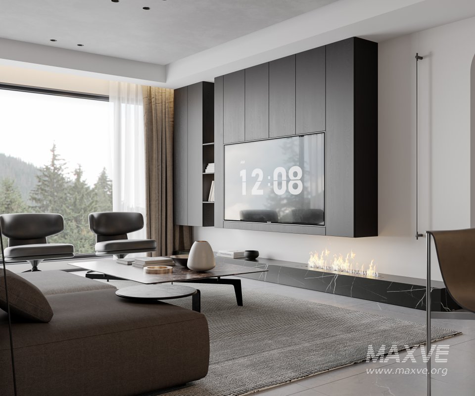Modern living room and dining room interior scene - Image 3