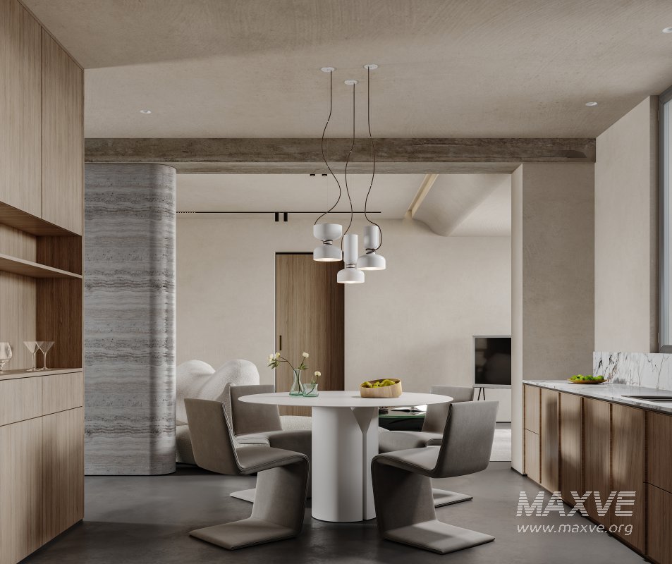 Modern living room and dining room interior scene - Image 15