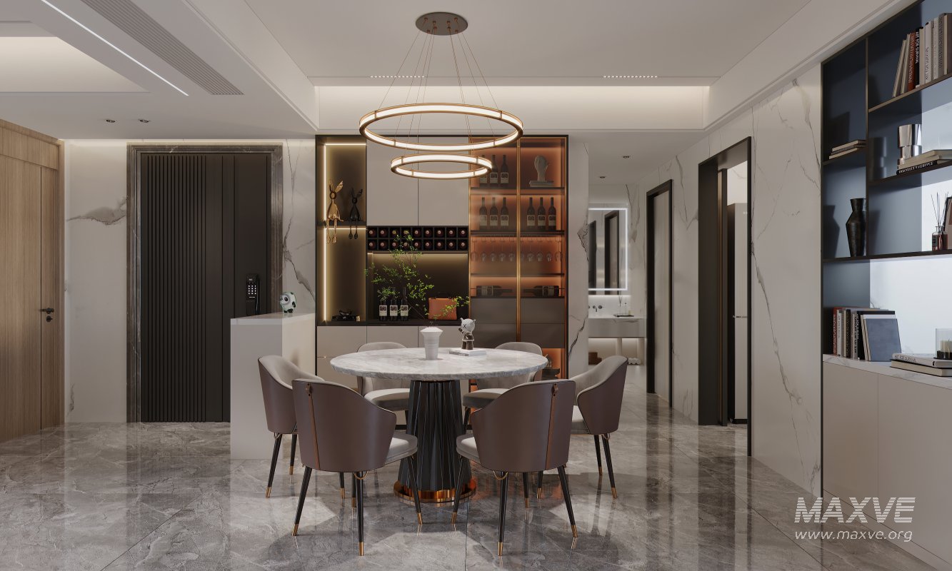 Modern living room and dining room interior scene - Image 3