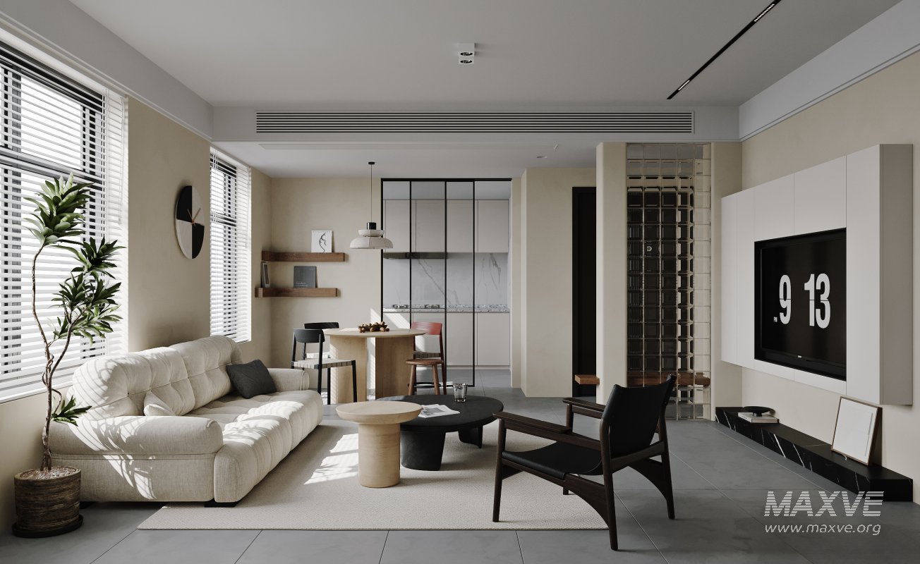 Modern living room and dining room interior scene - Image 5