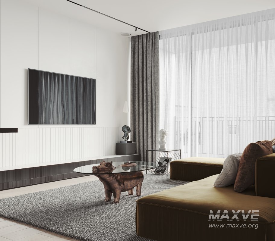 Modern living room and dining room interior scene - Image 2