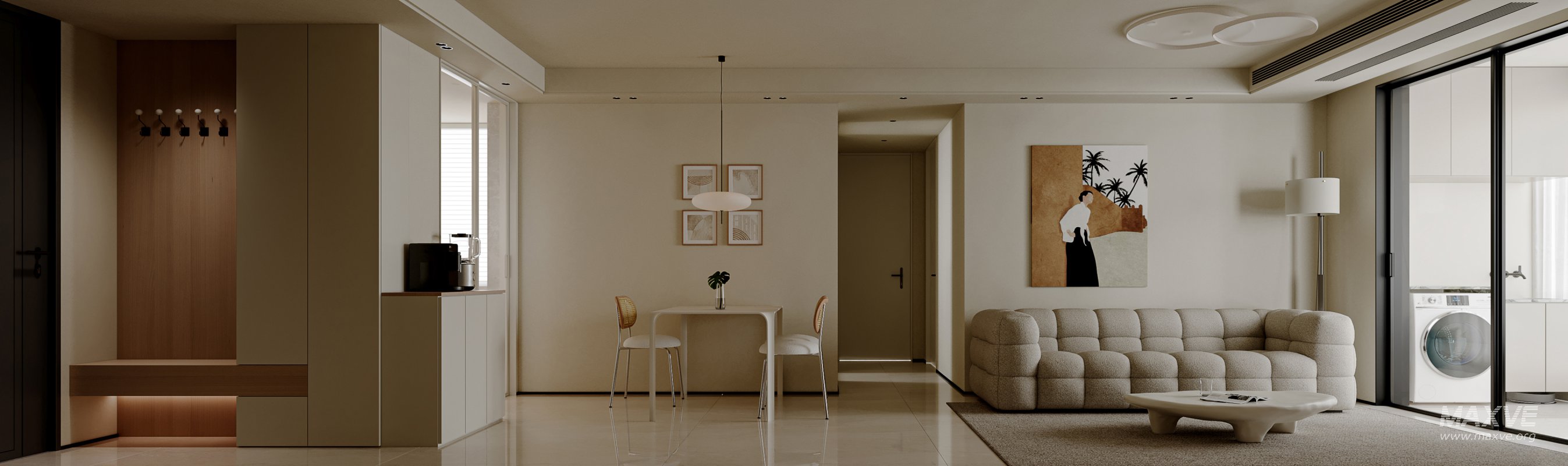 Modern living room and dining room interior scene - Image 1