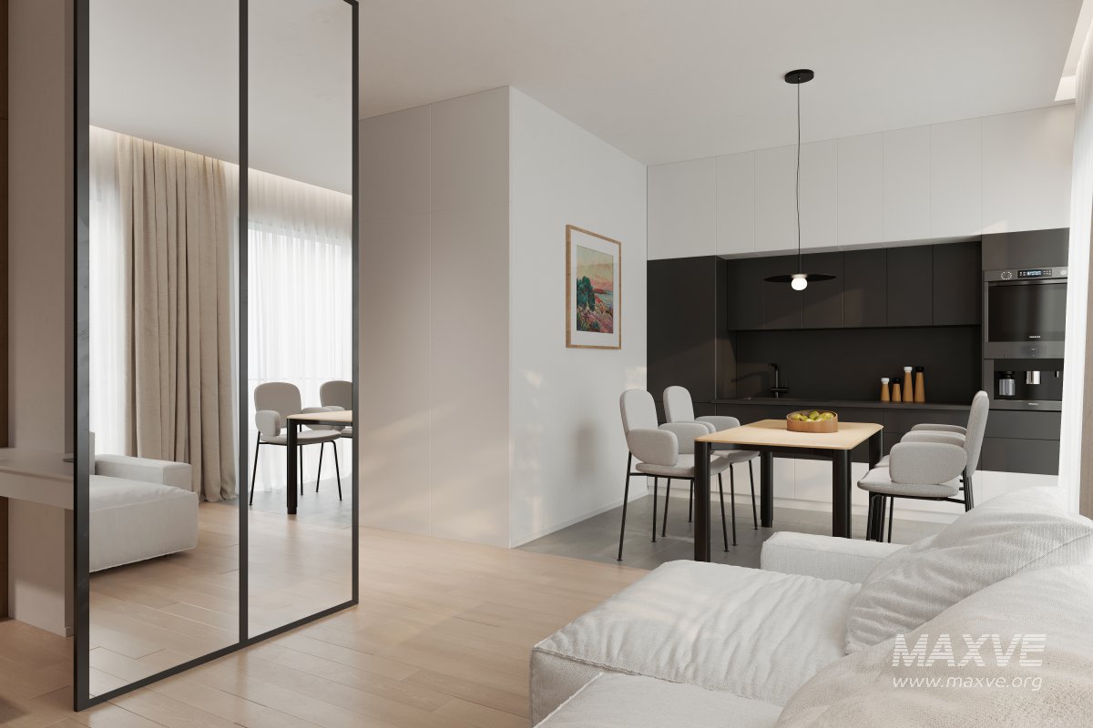 Modern living room and dining room interior scene - Image 3