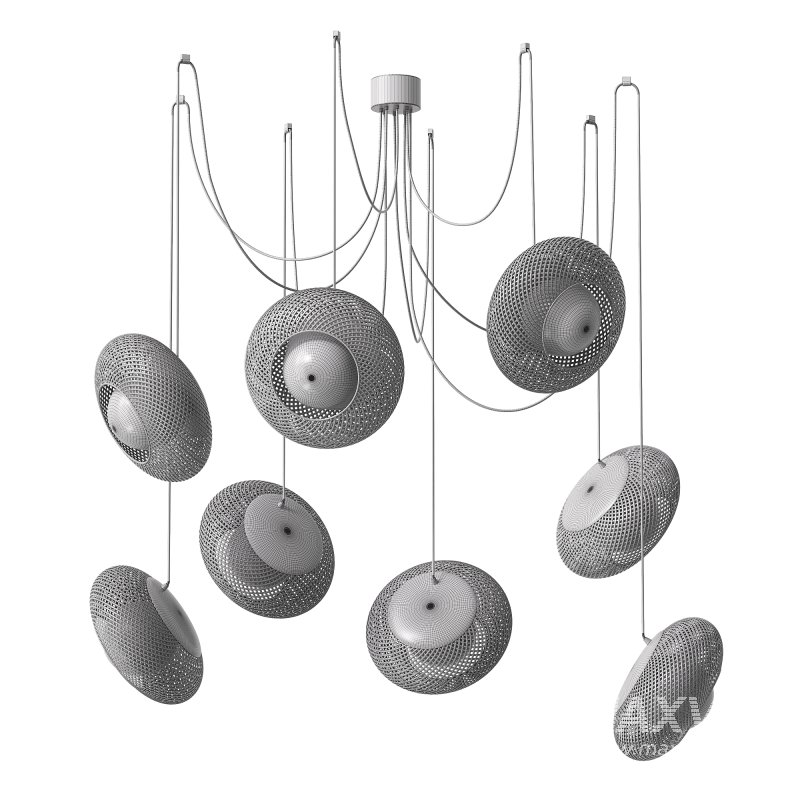 Bamboo 8 Lampshades Cluster Pendant Lamp - Image 7