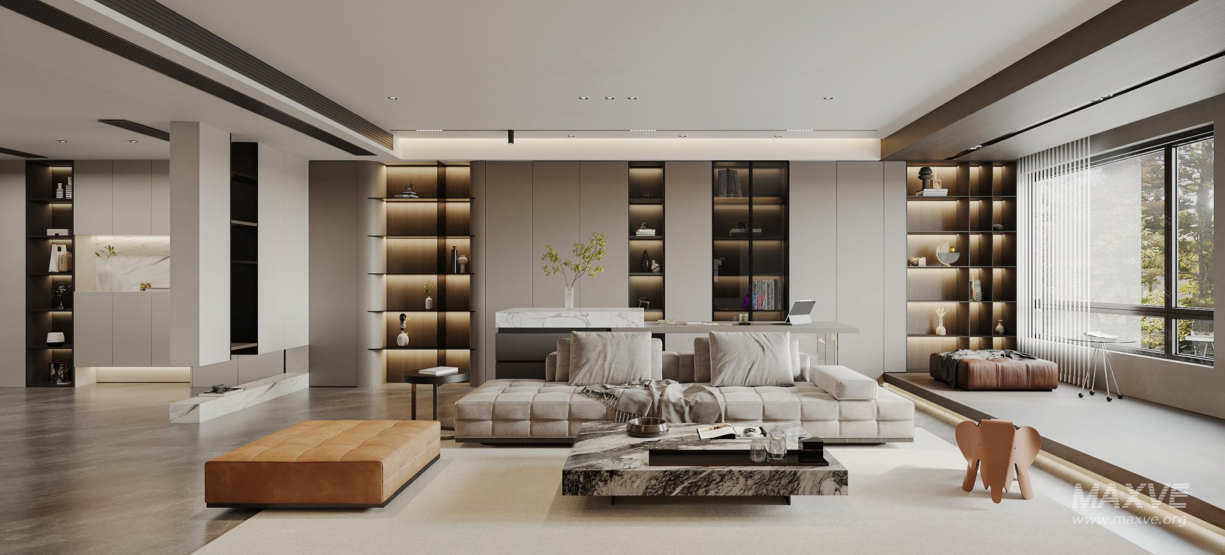 Modern living room and dining room interior scene - Image 1