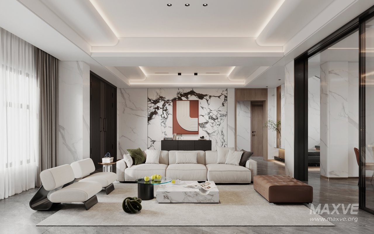 Modern living room and dining room interior scene - Image 2