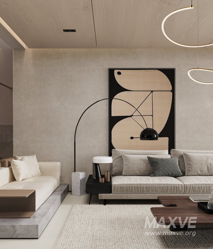 Modern living room and dining room interior scene - Image 11