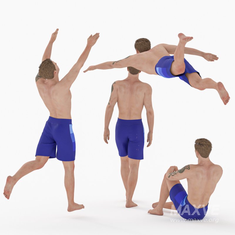 Swimmer Man in 04 Poses - Image 1