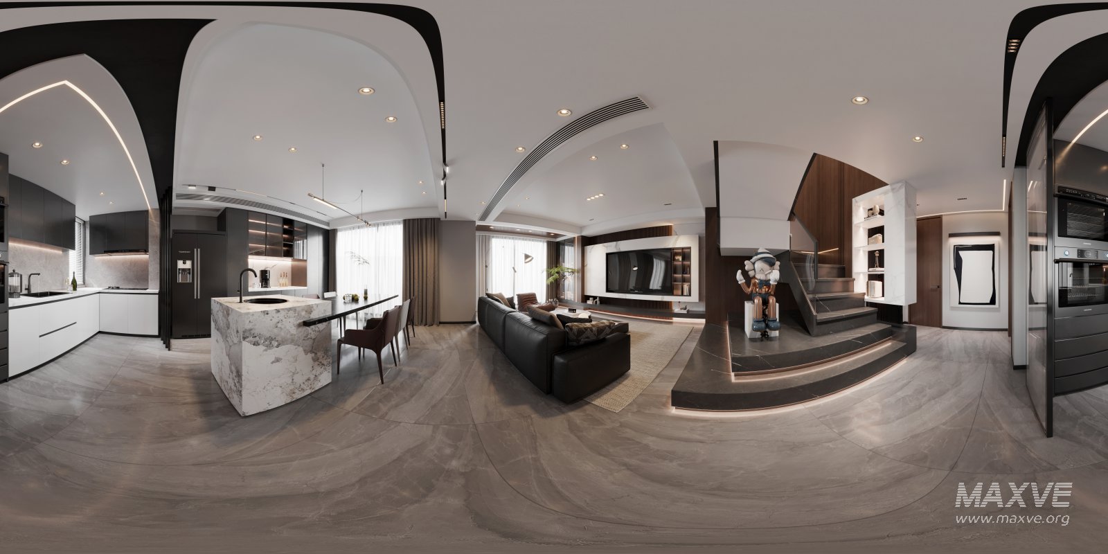 Modern living room and dining room interior scene - Image 7