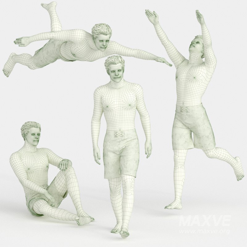 Swimmer Man in 04 Poses - Image 3