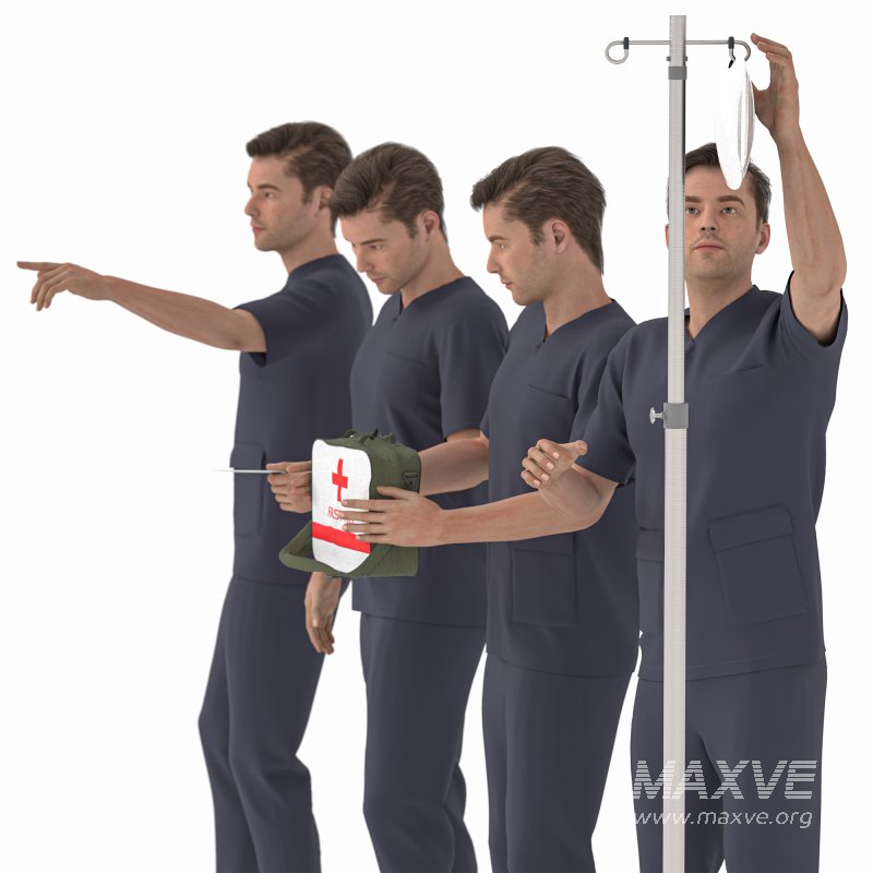 Nurse Man in 04 poses - Image 4