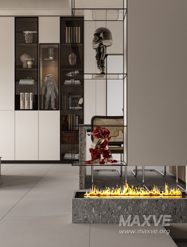 Modern living room and dining room interior scene - Image 2