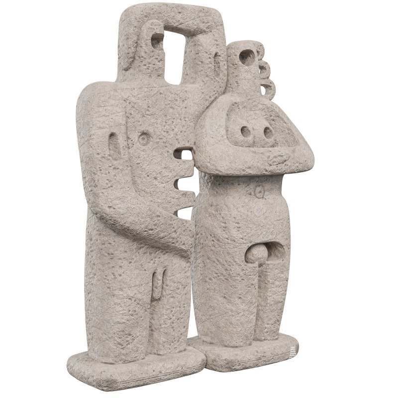 Abstract Primitive Couple Sculpture - Image 2