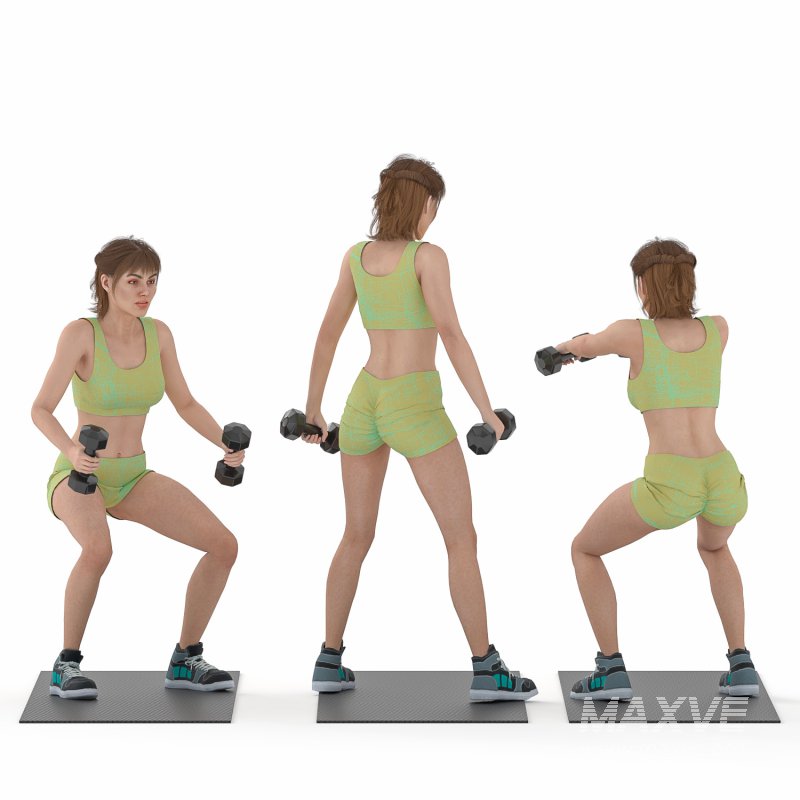 Woman in workout 03 poses - Image 1