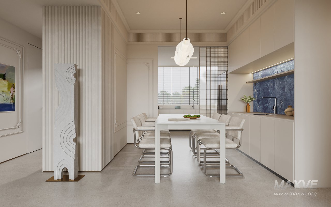 Modern living room and dining room interior scene - Image 1