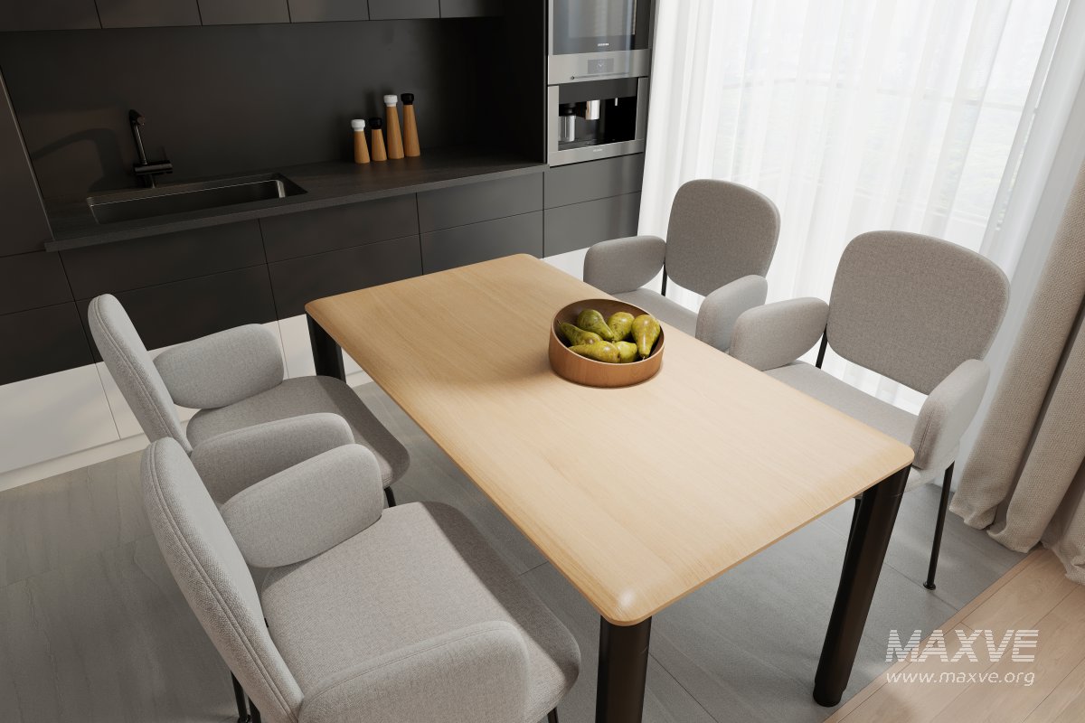 Modern living room and dining room interior scene - Image 2