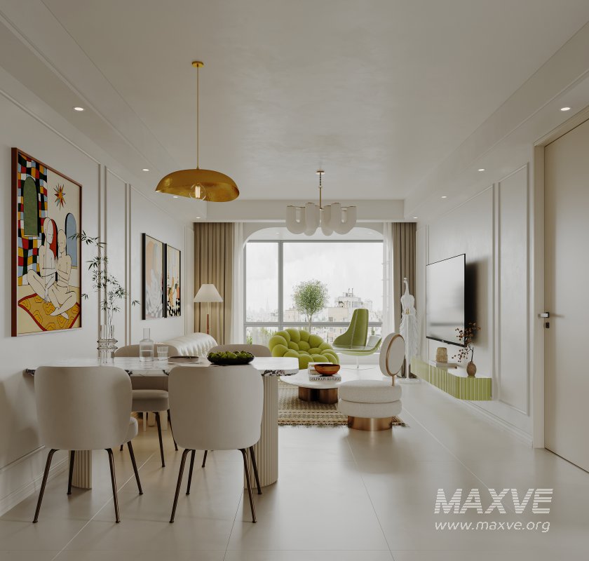 Modern living room and dining room interior scene - Image 2