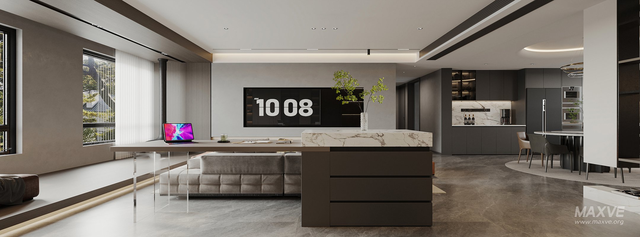 Modern living room and dining room interior scene - Image 3