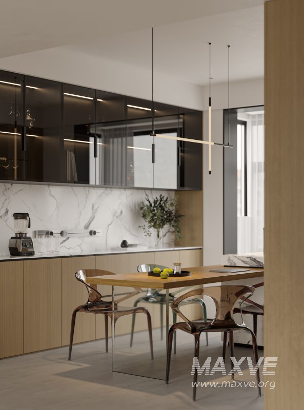 Modern living room and dining room interior scene - Image 2