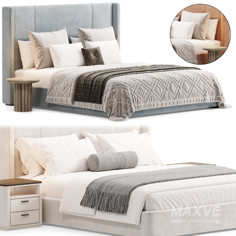 Bed With High Headboard Norman By Lavsit - Image 3