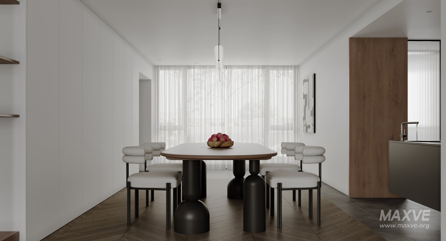 Modern living room and dining room interior scene - Image 1