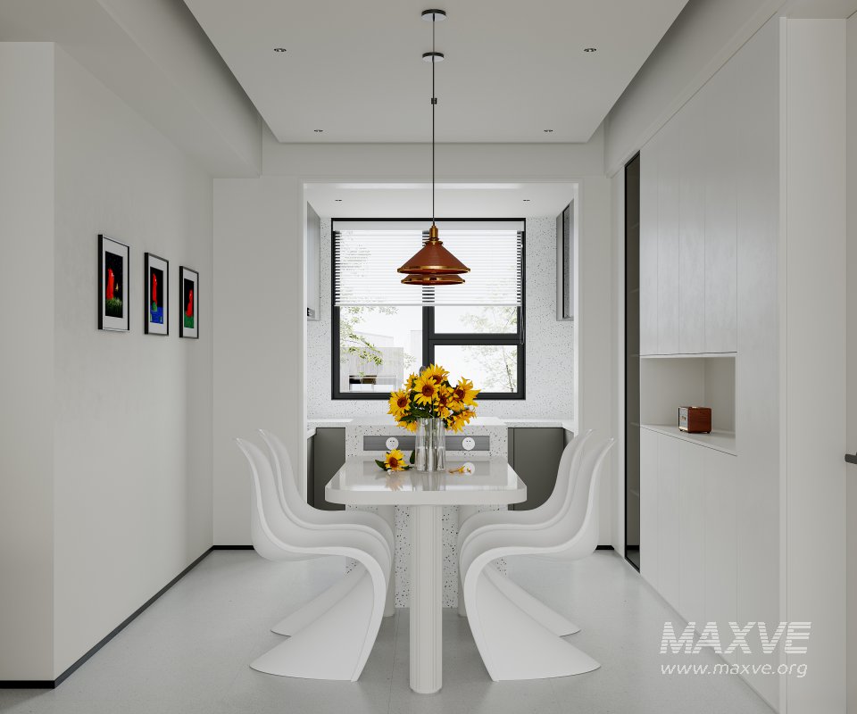Modern living room and dining room interior scene - Image 1