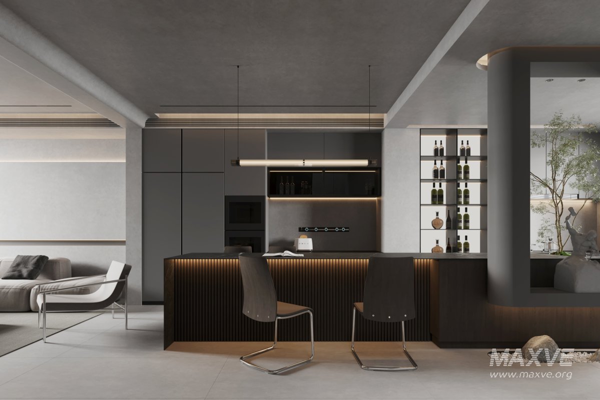 Modern living room and dining room interior scene - Image 2