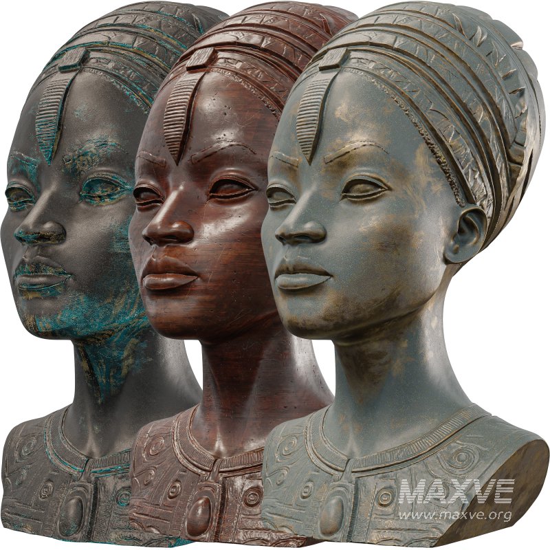 Regal African Queen Bust Sculpture Intricate - Image 5