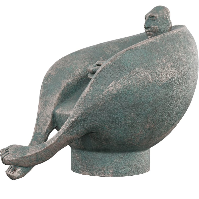 Seated Man Statue - Image 3