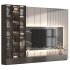Modern TV Wall Unit with Dark Wood, Marble Back Panel and Glass Cabinets-Set 05 - Thumbnail 1