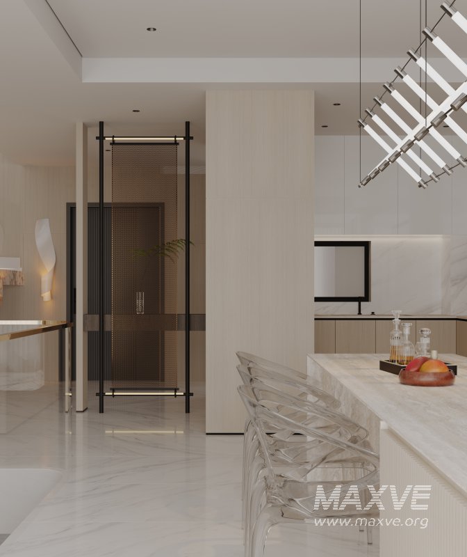 Modern living room and dining room interior scene - Image 9