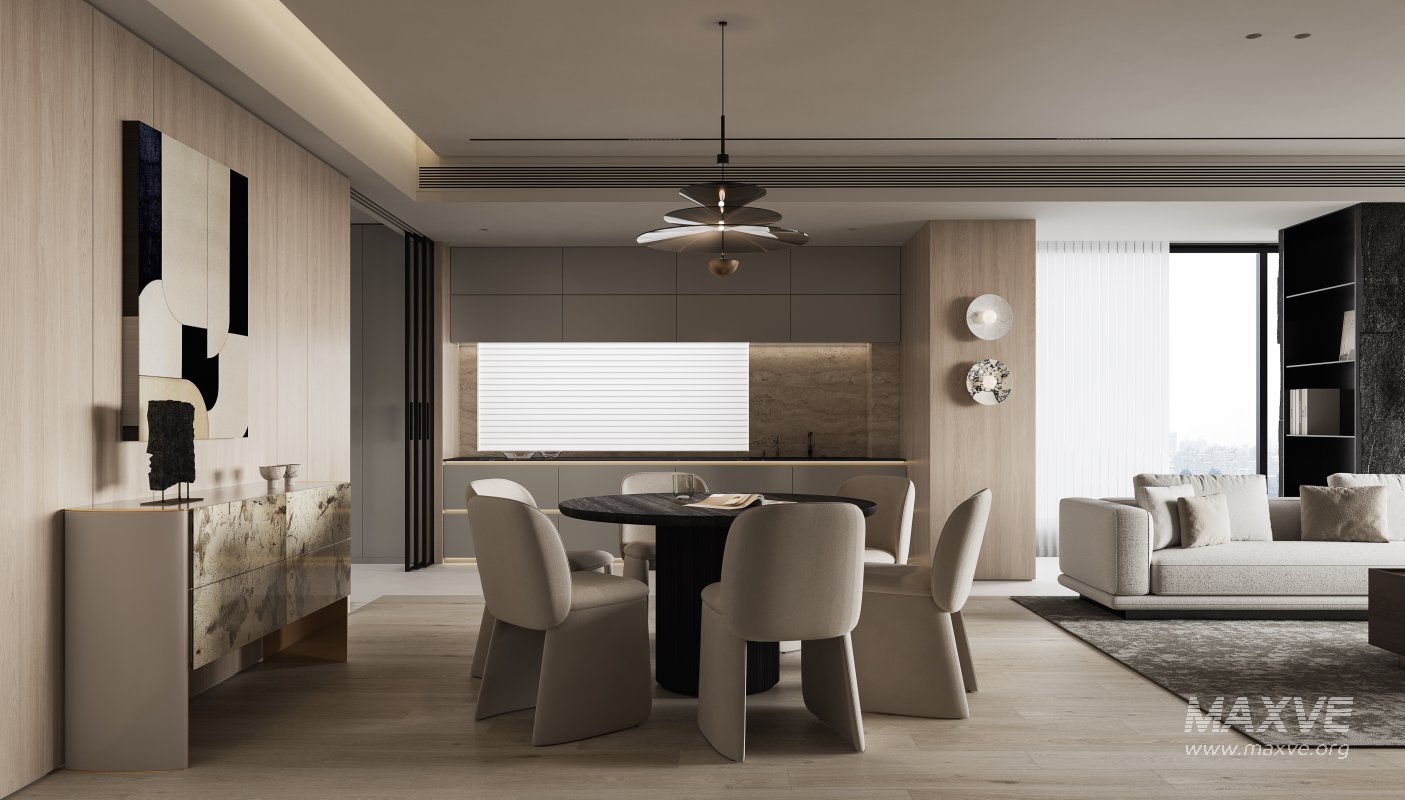 Modern living room and dining room interior scene - Image 3