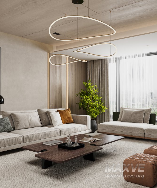 Modern living room and dining room interior scene - Image 10