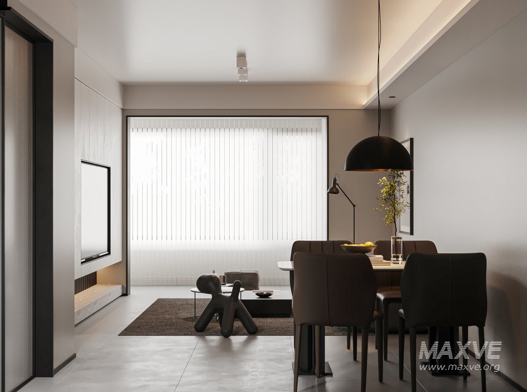 Modern living room and dining room interior scene - Image 7